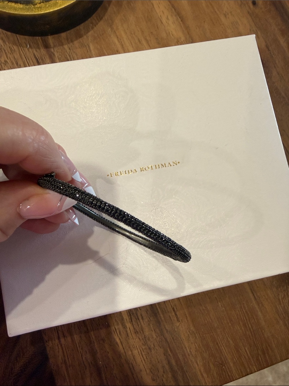 Freida Rothman Signature Black Crystal Pavé Bangle Bracelet - Picture 2 of 3